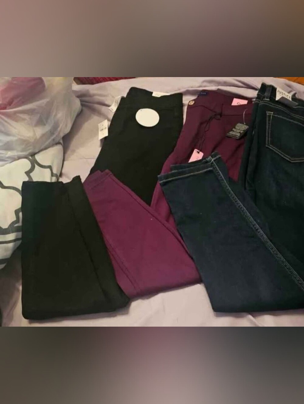 New juniors size 16 Justice jeans/celebrity pink Jeggings (color purple)